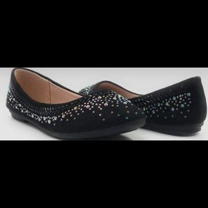 Black embellished flat shoes